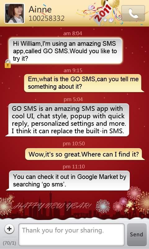 GO SMS Pro New Year - Red
