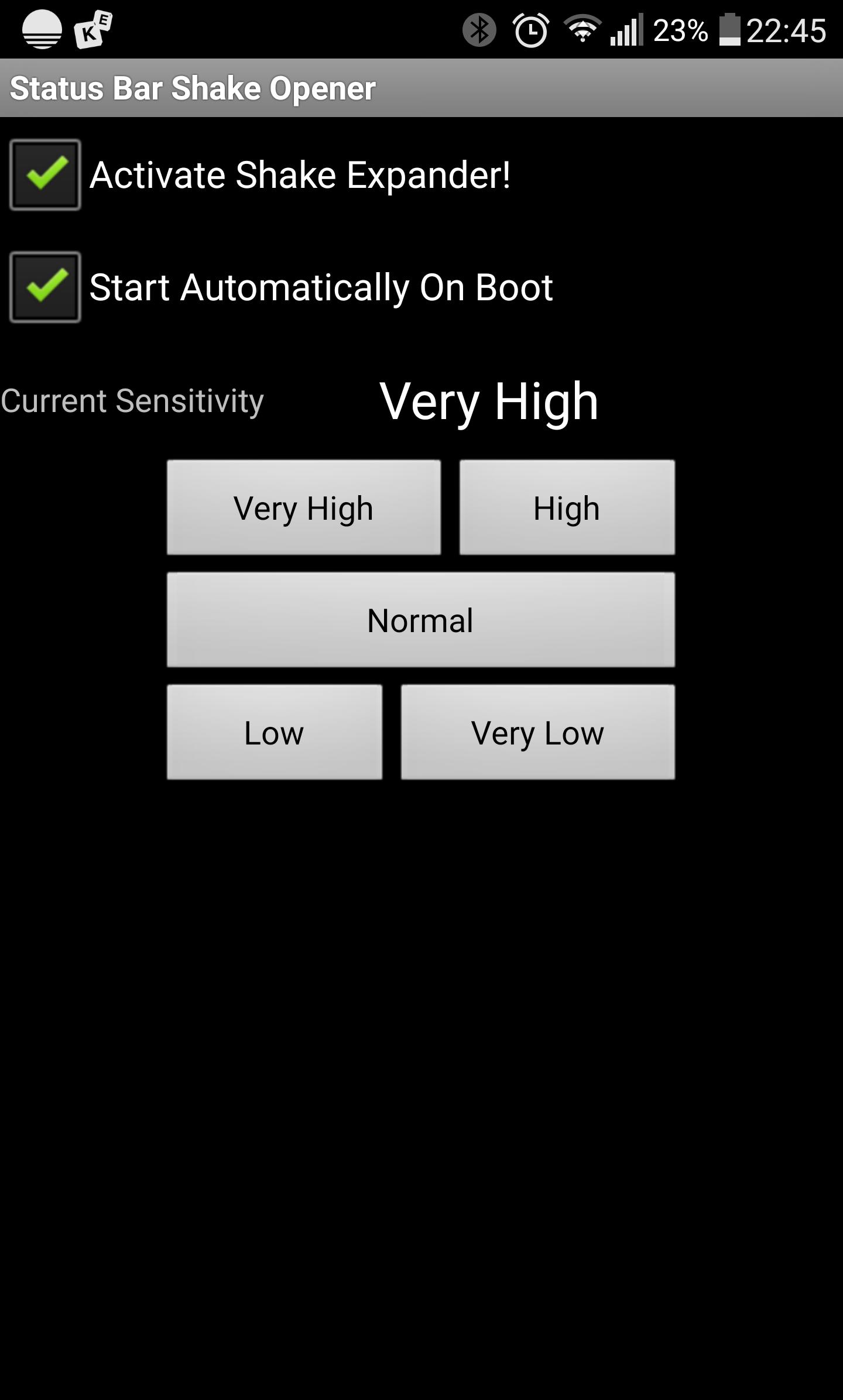 Status Bar Shake Opener